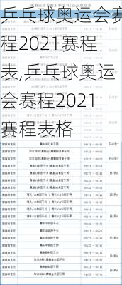 乒乓球奥运会赛程2021赛程表,乒乓球奥运会赛程2021赛程表格