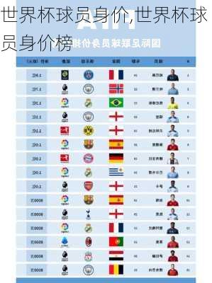 世界杯球员身价,世界杯球员身价榜