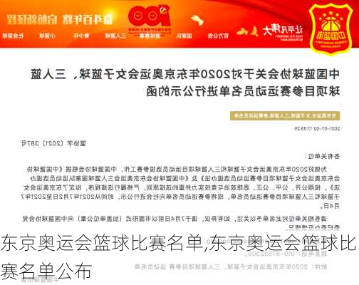 东京奥运会篮球比赛名单,东京奥运会篮球比赛名单公布