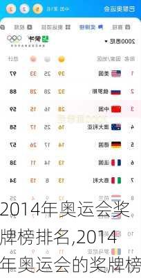 2014年奥运会奖牌榜排名,2014年奥运会的奖牌榜