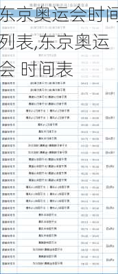 东京奥运会时间列表,东京奥运会 时间表