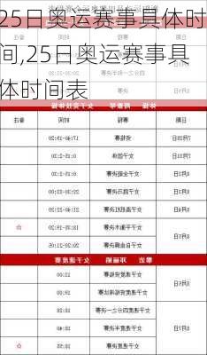 25日奥运赛事具体时间,25日奥运赛事具体时间表