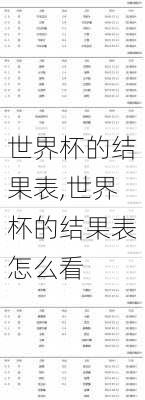 世界杯的结果表,世界杯的结果表怎么看