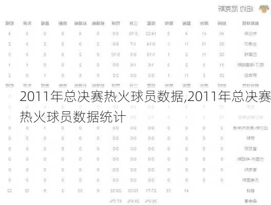 2011年总决赛热火球员数据,2011年总决赛热火球员数据统计
