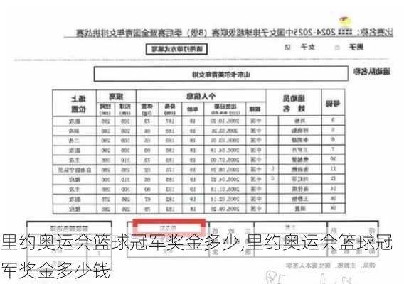 里约奥运会篮球冠军奖金多少,里约奥运会篮球冠军奖金多少钱