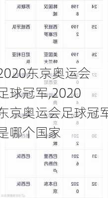 2020东京奥运会足球冠军,2020东京奥运会足球冠军是哪个国家