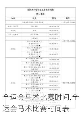 全运会马术比赛时间,全运会马术比赛时间表