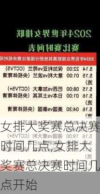 女排大奖赛总决赛时间几点,女排大奖赛总决赛时间几点开始