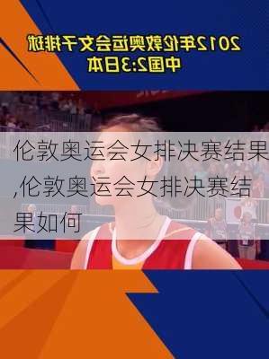 伦敦奥运会女排决赛结果,伦敦奥运会女排决赛结果如何