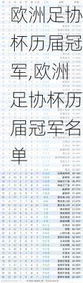 欧洲足协杯历届冠军,欧洲足协杯历届冠军名单