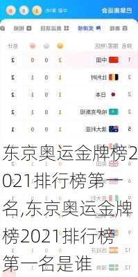 东京奥运金牌榜2021排行榜第一名,东京奥运金牌榜2021排行榜第一名是谁