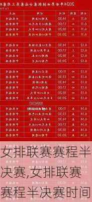 女排联赛赛程半决赛,女排联赛赛程半决赛时间