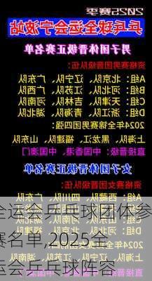 全运会乒乓球团体参赛名单,2025全运会乒乓球阵容