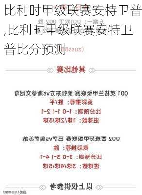比利时甲级联赛安特卫普,比利时甲级联赛安特卫普比分预测