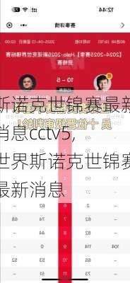 斯诺克世锦赛最新消息cctv5,世界斯诺克世锦赛最新消息