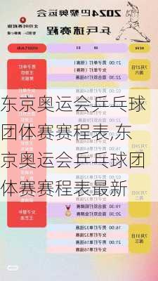 东京奥运会乒乓球团体赛赛程表,东京奥运会乒乓球团体赛赛程表最新