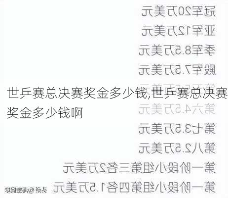 世乒赛总决赛奖金多少钱,世乒赛总决赛奖金多少钱啊