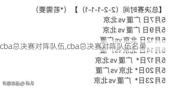 cba总决赛对阵队伍,cba总决赛对阵队伍名单