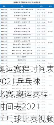 奥运赛程时间表2021乒乓球比赛,奥运赛程时间表2021乒乓球比赛视频