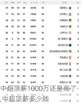 中超顶薪1000万还是高了,中超顶薪多少钱