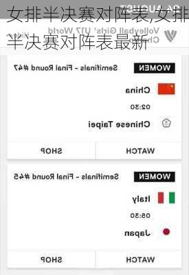 女排半决赛对阵表,女排半决赛对阵表最新