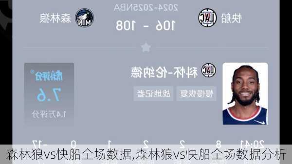 森林狼vs快船全场数据,森林狼vs快船全场数据分析
