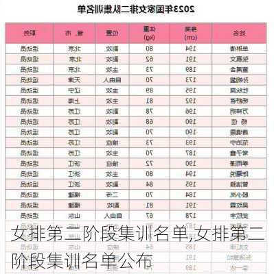 女排第二阶段集训名单,女排第二阶段集训名单公布