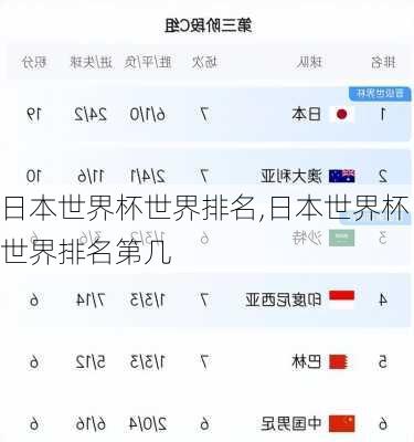 日本世界杯世界排名,日本世界杯世界排名第几