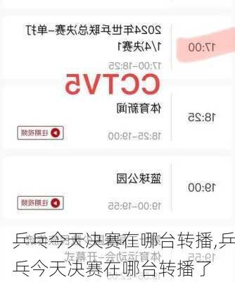 乒乓今天决赛在哪台转播,乒乓今天决赛在哪台转播了