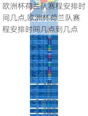 欧洲杯荷兰队赛程安排时间几点,欧洲杯荷兰队赛程安排时间几点到几点