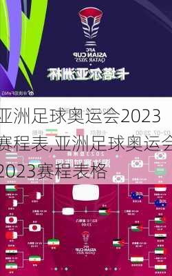 亚洲足球奥运会2023赛程表,亚洲足球奥运会2023赛程表格