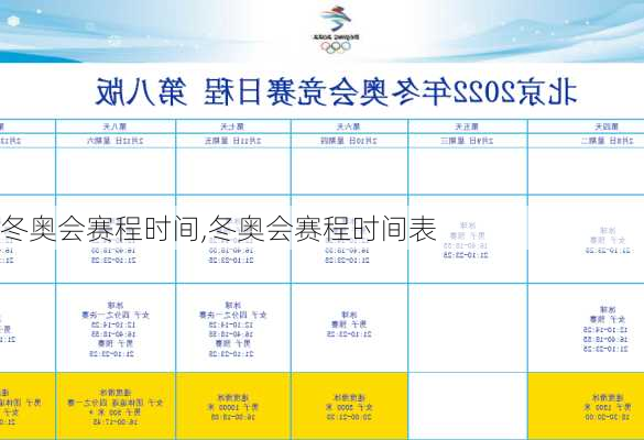冬奥会赛程时间,冬奥会赛程时间表