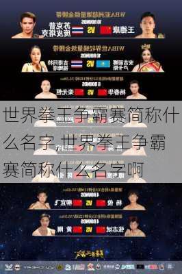 世界拳王争霸赛简称什么名字,世界拳王争霸赛简称什么名字啊