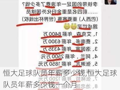 恒大足球队员年薪多少钱,恒大足球队员年薪多少钱一个月