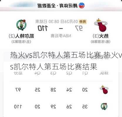 热火vs凯尔特人第五场比赛,热火vs凯尔特人第五场比赛结果