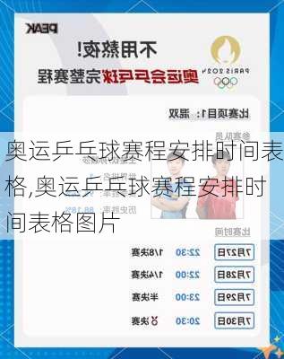 奥运乒乓球赛程安排时间表格,奥运乒乓球赛程安排时间表格图片