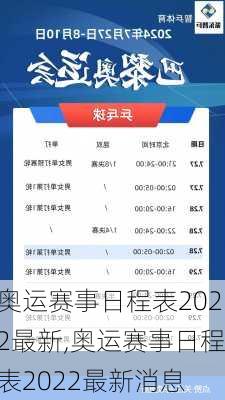 奥运赛事日程表2022最新,奥运赛事日程表2022最新消息