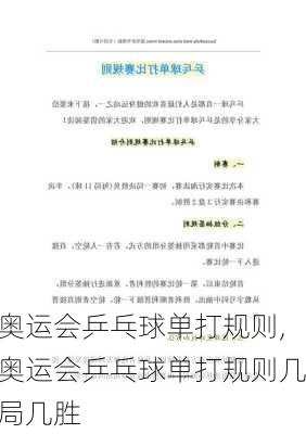 奥运会乒乓球单打规则,奥运会乒乓球单打规则几局几胜