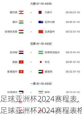 足球亚洲杯2024赛程表,足球亚洲杯2024赛程表格