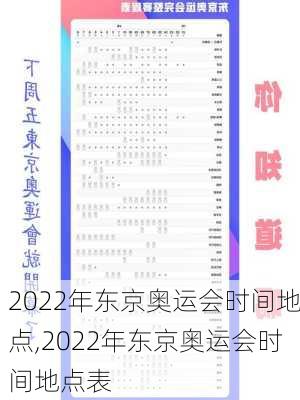 2022年东京奥运会时间地点,2022年东京奥运会时间地点表