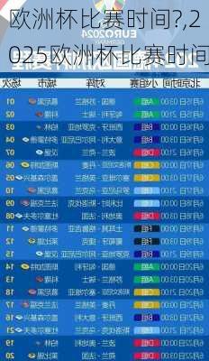 欧洲杯比赛时间?,2025欧洲杯比赛时间