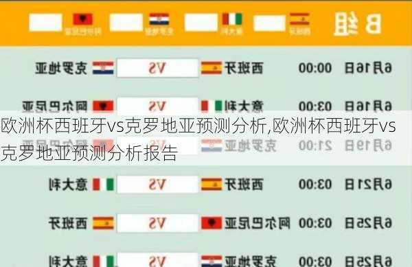 欧洲杯西班牙vs克罗地亚预测分析,欧洲杯西班牙vs克罗地亚预测分析报告