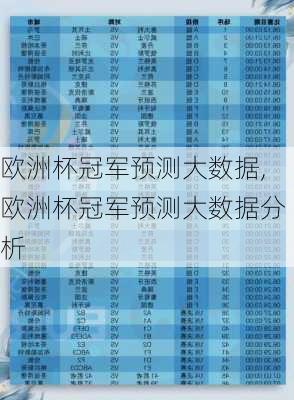 欧洲杯冠军预测大数据,欧洲杯冠军预测大数据分析