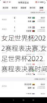 女足世界杯2022赛程表决赛,女足世界杯2022赛程表决赛时间
