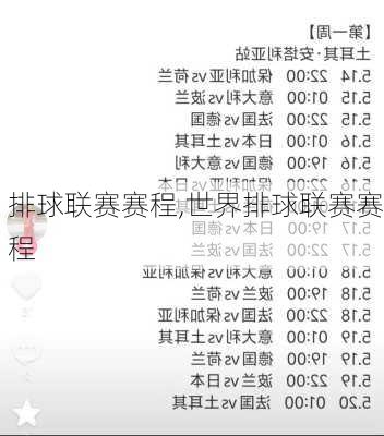 排球联赛赛程,世界排球联赛赛程