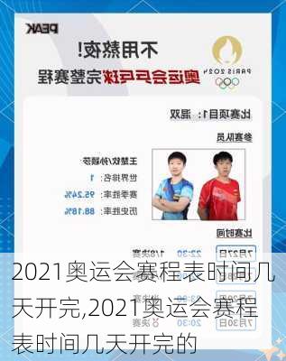 2021奥运会赛程表时间几天开完,2021奥运会赛程表时间几天开完的