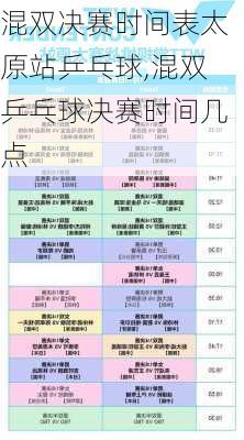 混双决赛时间表太原站乒乓球,混双乒乓球决赛时间几点