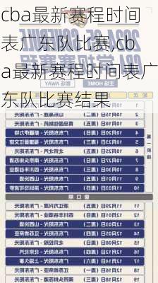 cba最新赛程时间表广东队比赛,cba最新赛程时间表广东队比赛结果