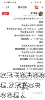欧冠联赛决赛赛程,欧冠联赛决赛赛程表