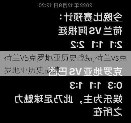 荷兰VS克罗地亚历史战绩,荷兰vs克罗地亚历史战绩
